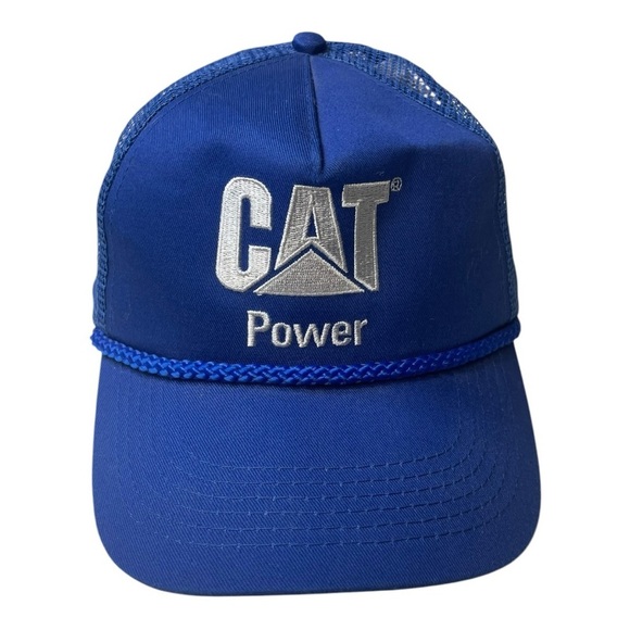 Vintage Port Authority Cat Power Adjustable Blue Trucker Hat - Picture 1 of 7